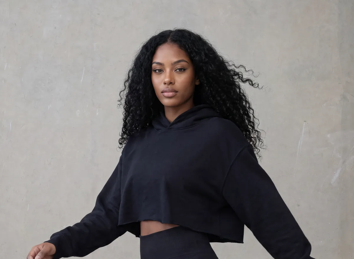 Hoodie cropped Classior, en movimiento