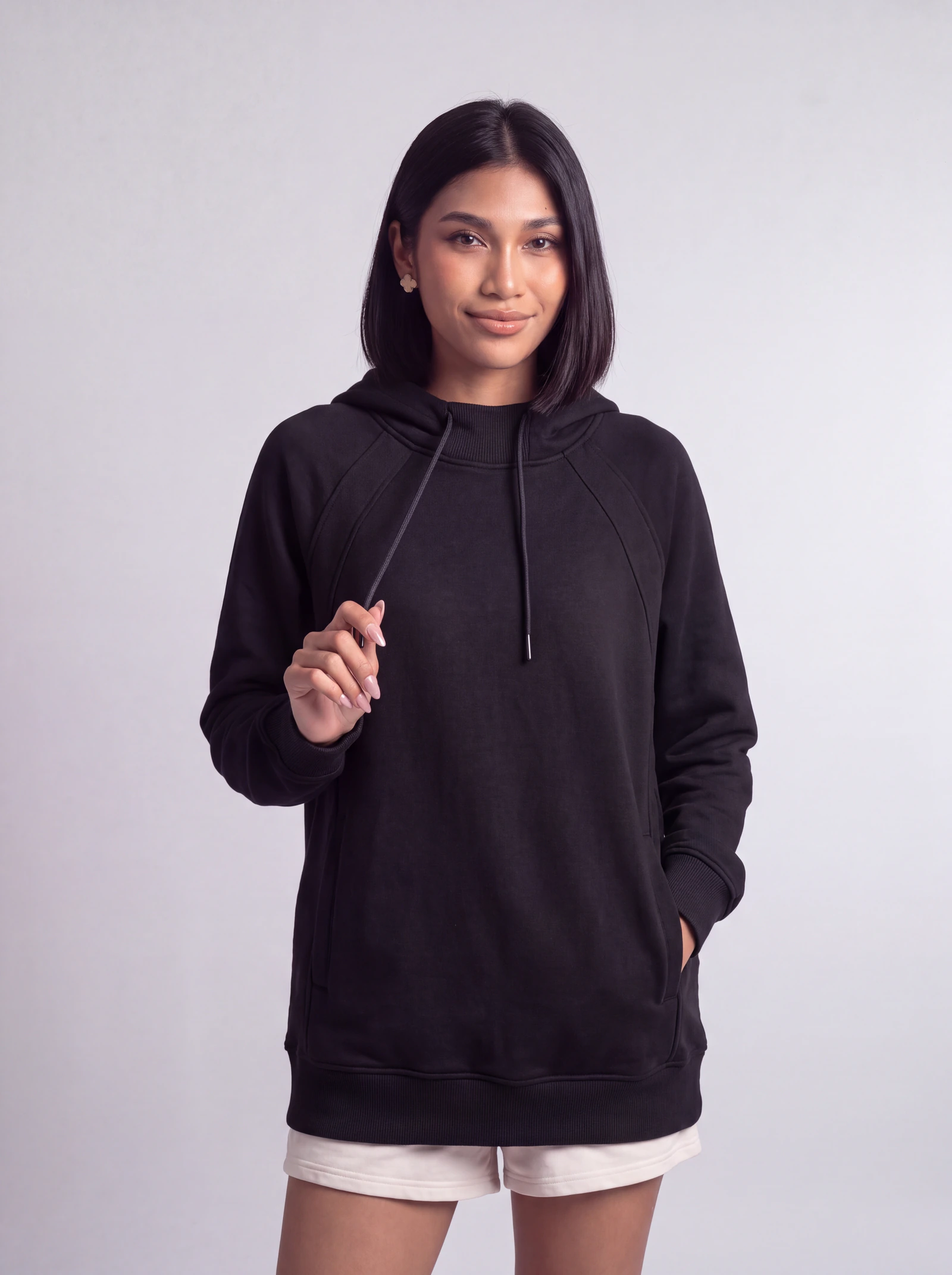 Hoodie Manga Ranglan — Negro
