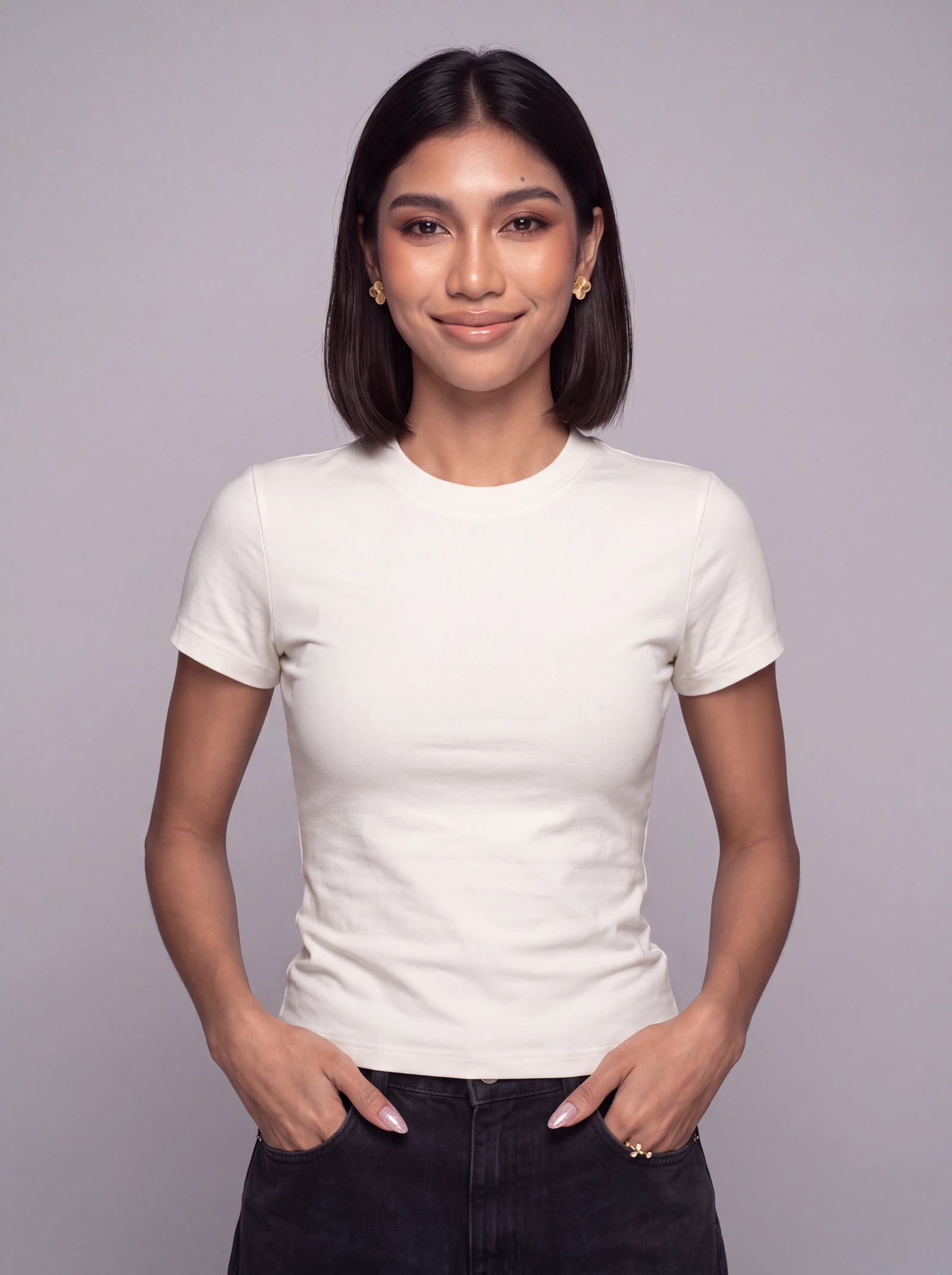 Camiseta Básica Ajustada Larga — Crudo