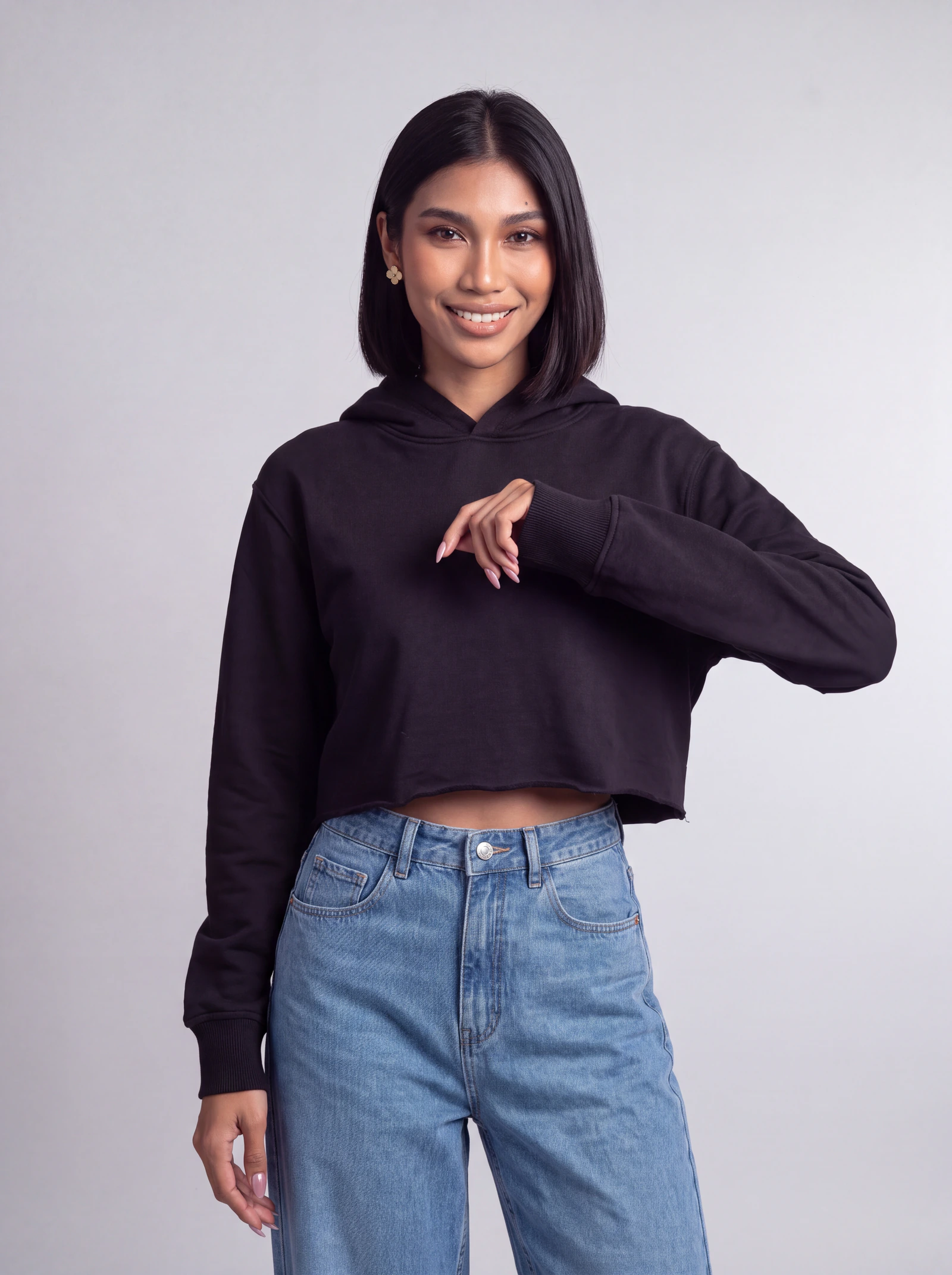 Hoodie Básico Dama — Negro