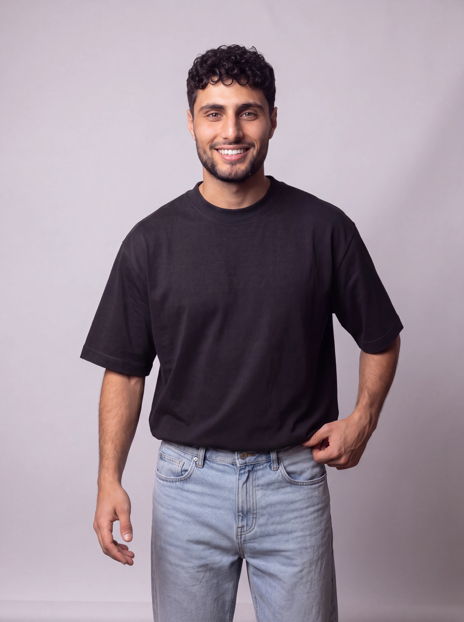 Camiseta Boxyover Lavada — Negro/Dakota