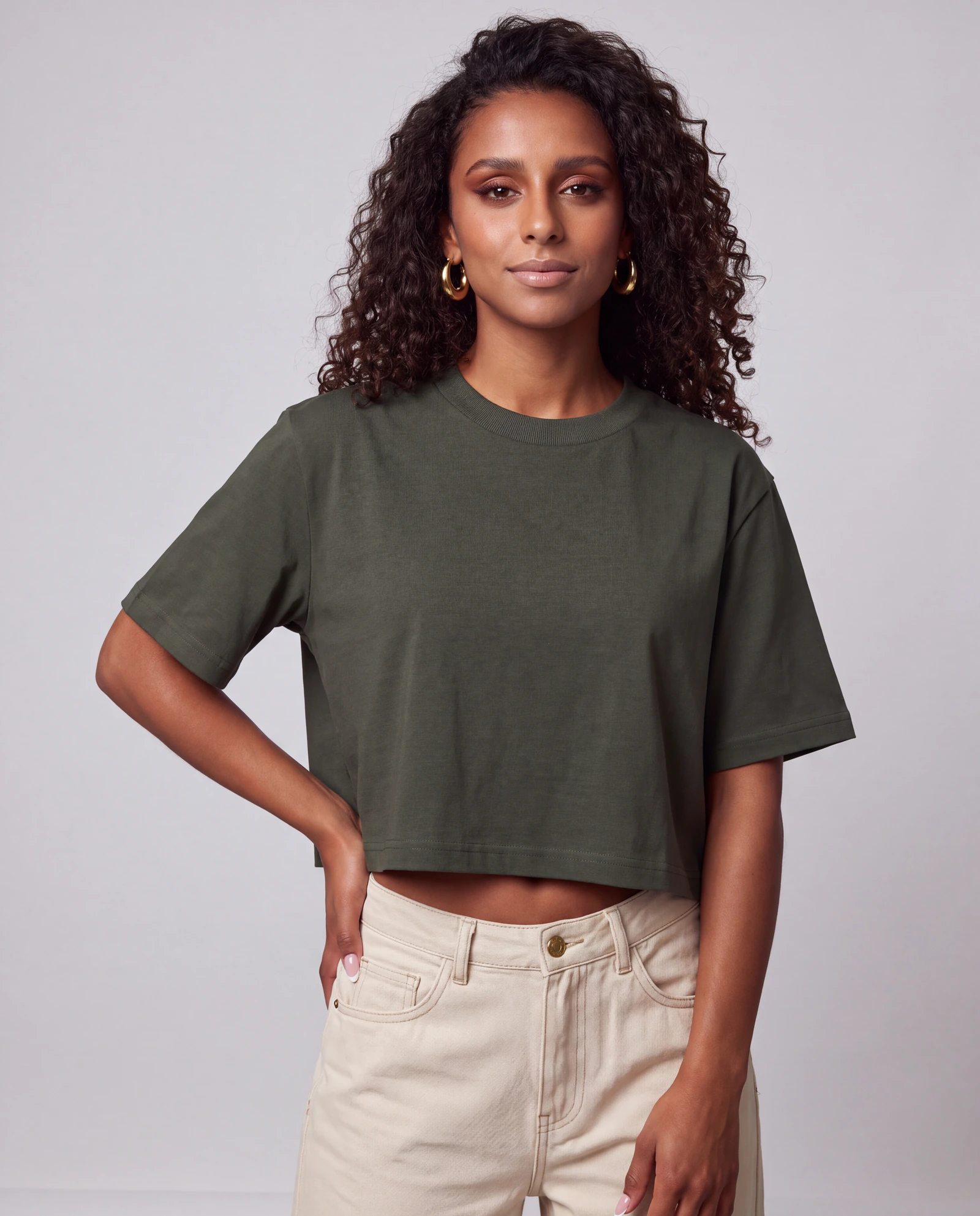 Crop Top Básico — Verde Oscuro