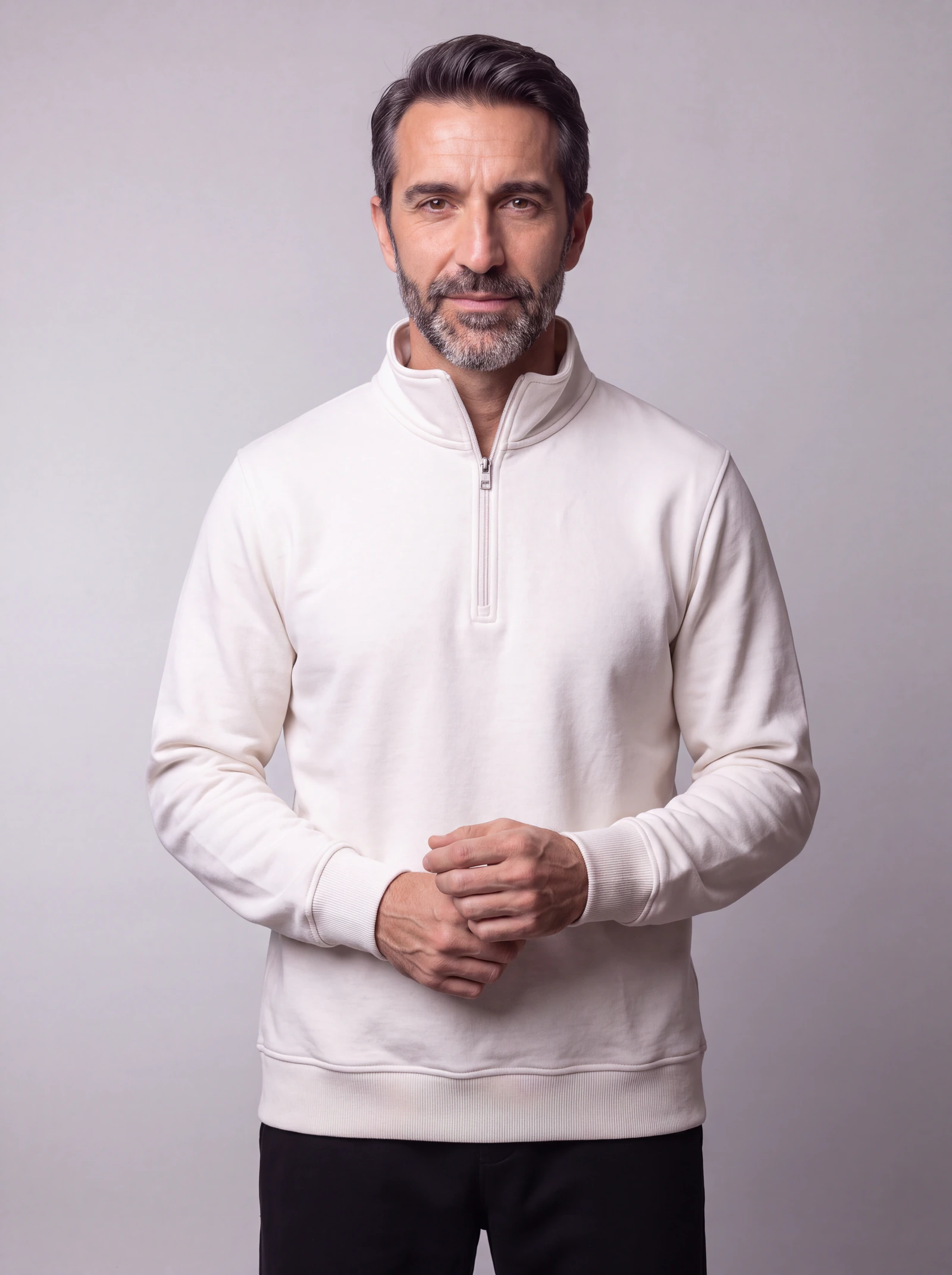 Crewneck Con Cierre — Crudo