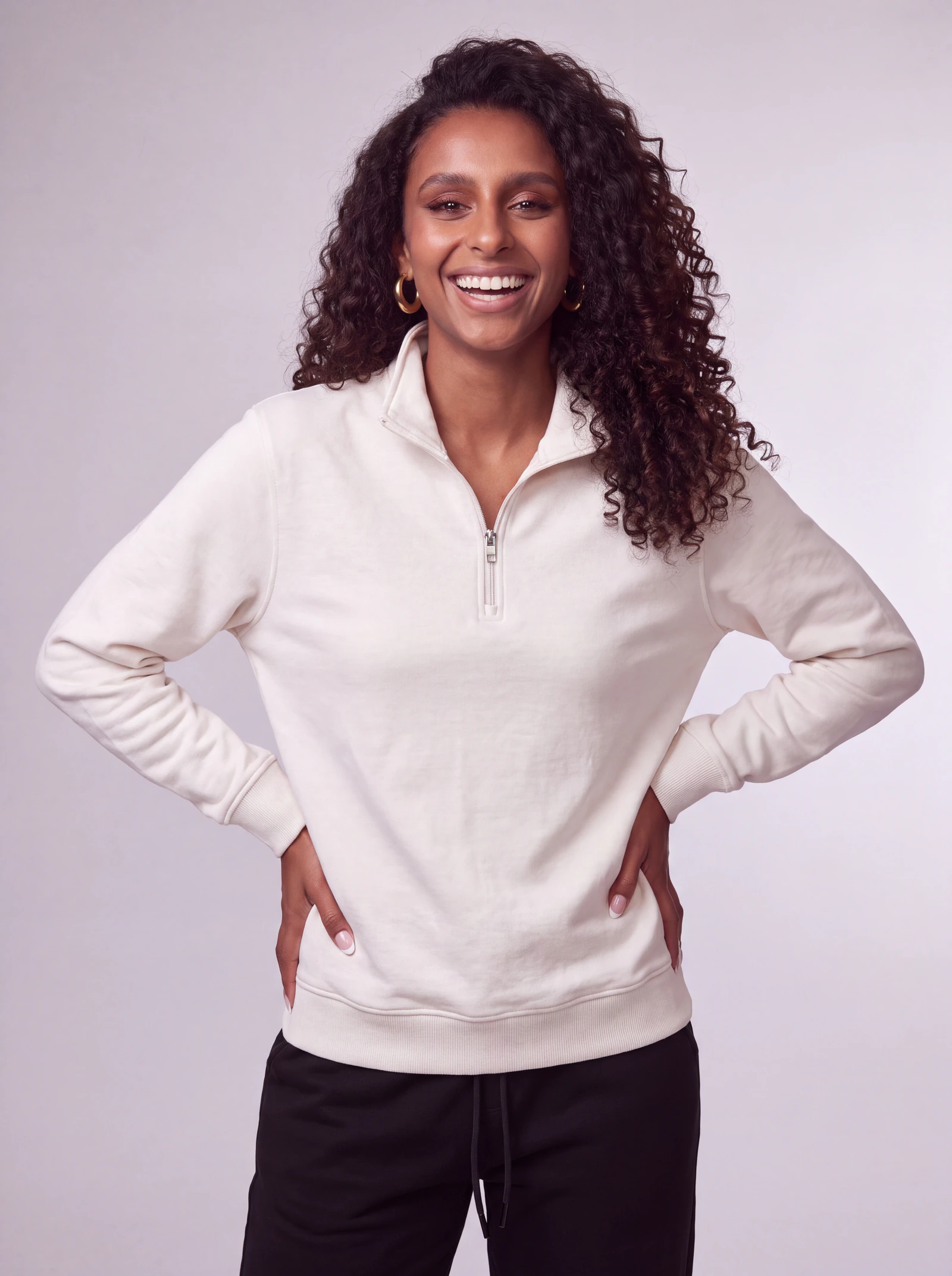 Crewneck Con Cierre — Crudo