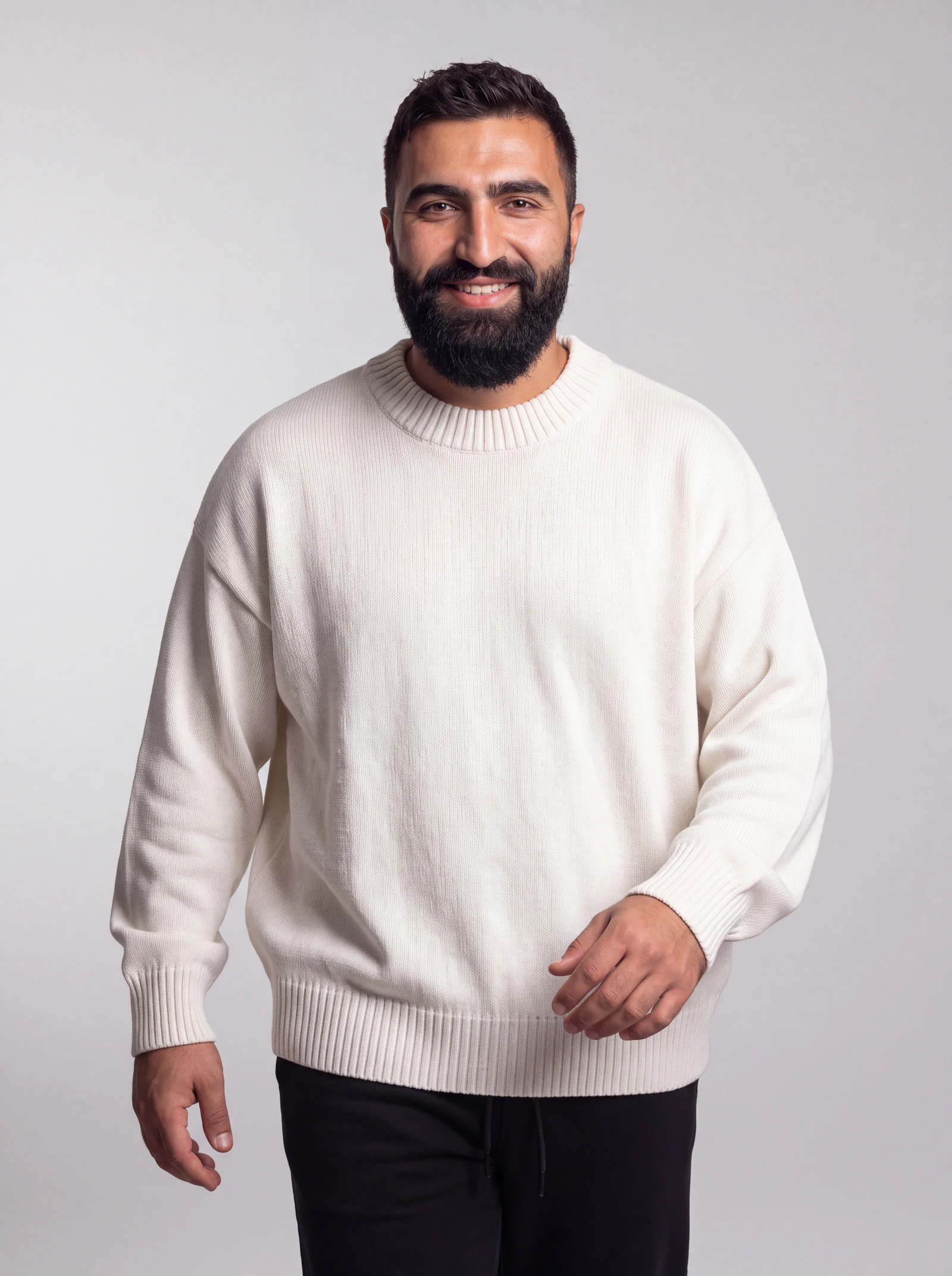 Crewneck Tejido Cuello Redondo — Crudo