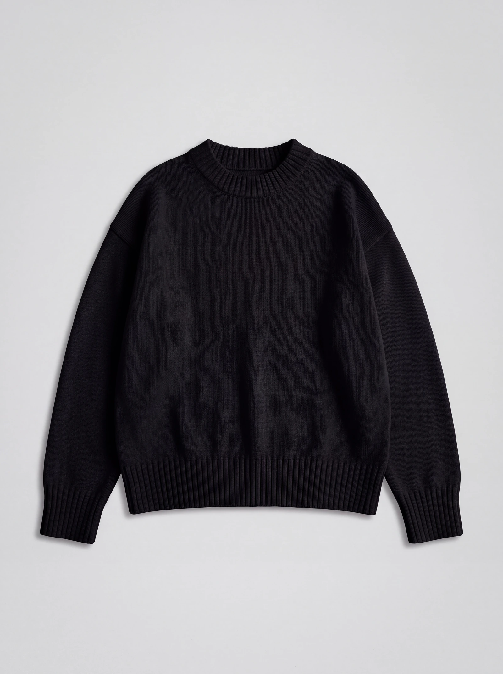 Crewneck Tejido Cuello Redondo Negro — frente
