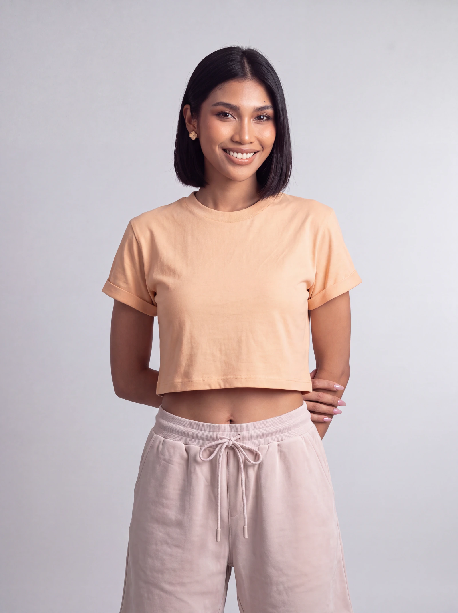 Crop Top Básico — Naranja Claro