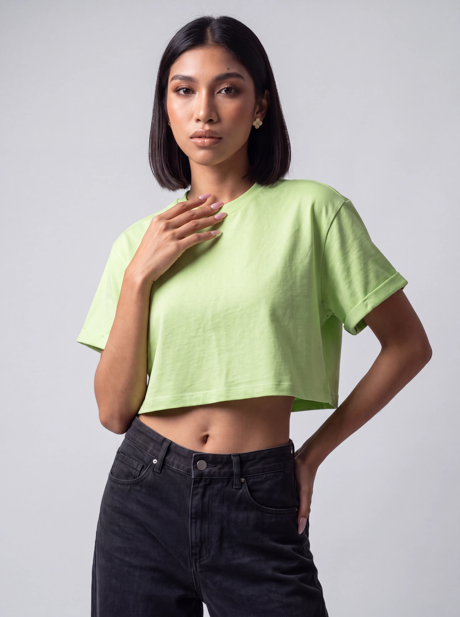 Crop Top Básico — Verde Limón