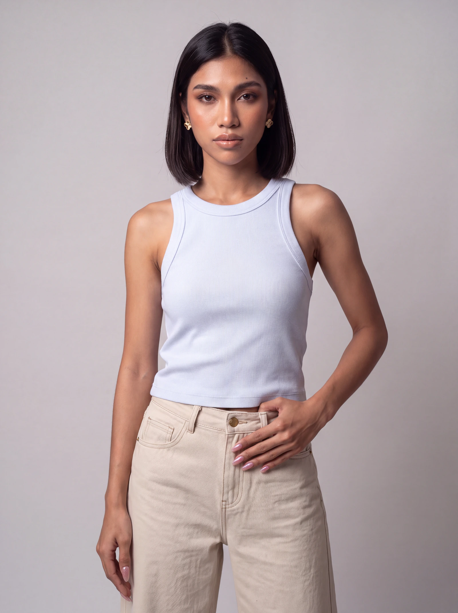 Tank Top Rib — Azul Claro
